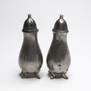 Vintage Pewter Salt & Pepper Shakers Old Colony
